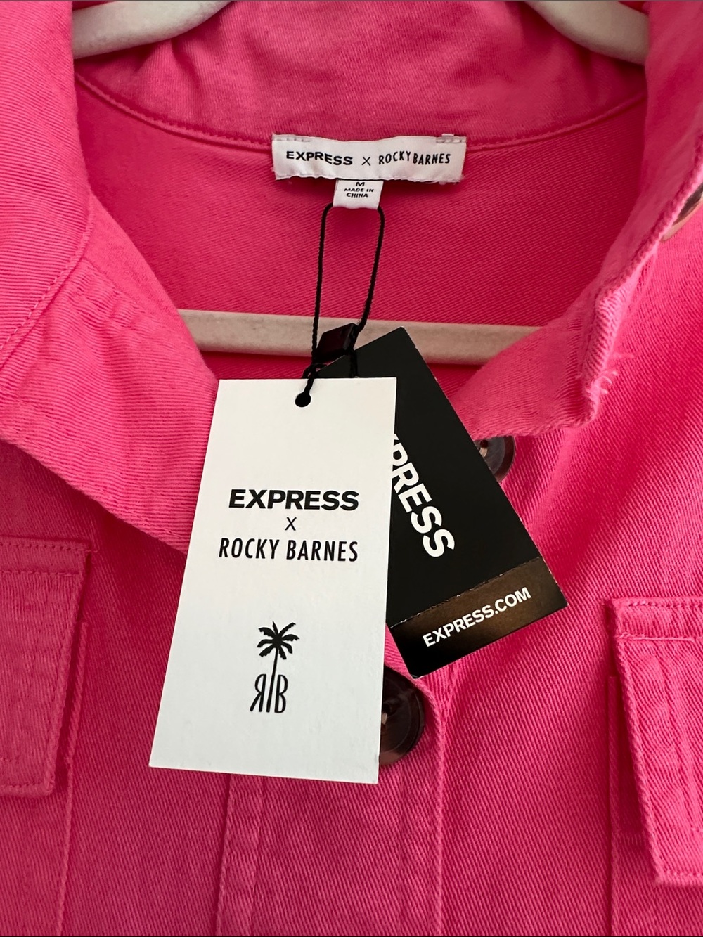 NWT Express x Rocky Barnes  Pink Utility Romper Long Sleeve Belted Size Medium - Picture 3 of 11
